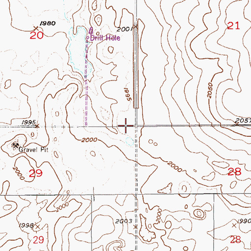 Topographic Map of 32N56E29AAAA01 Well, MT