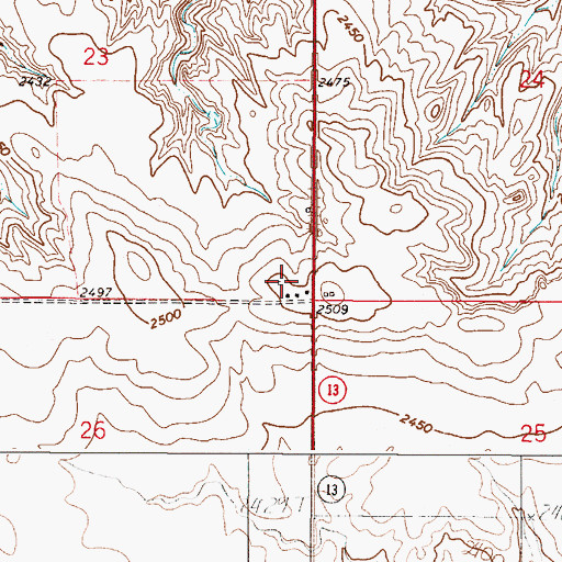 Topographic Map of 32N48E23DDDD01 Well, MT