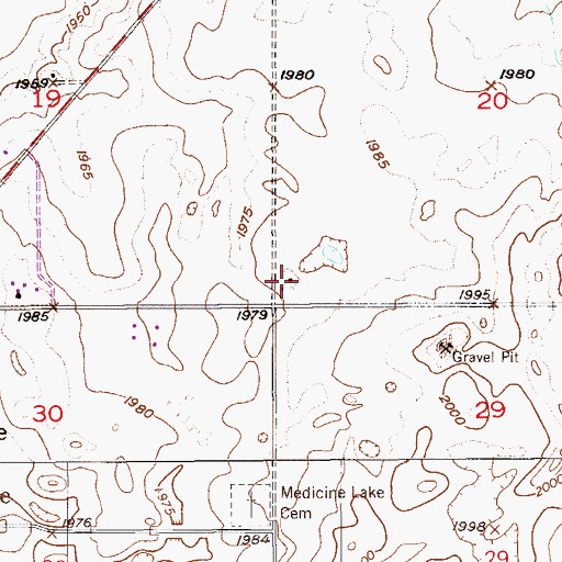 Topographic Map of 32N56E20CCCC01 Well, MT