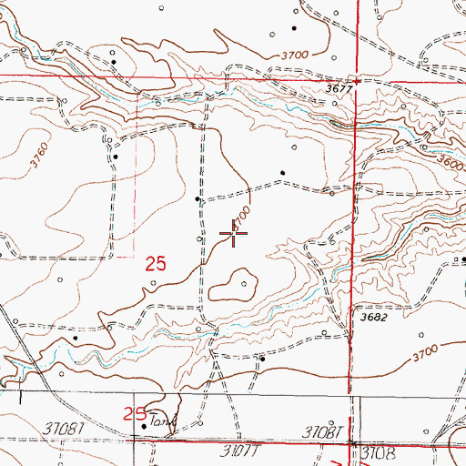 Topographic Map of 32N06W25AD__01 Well, MT