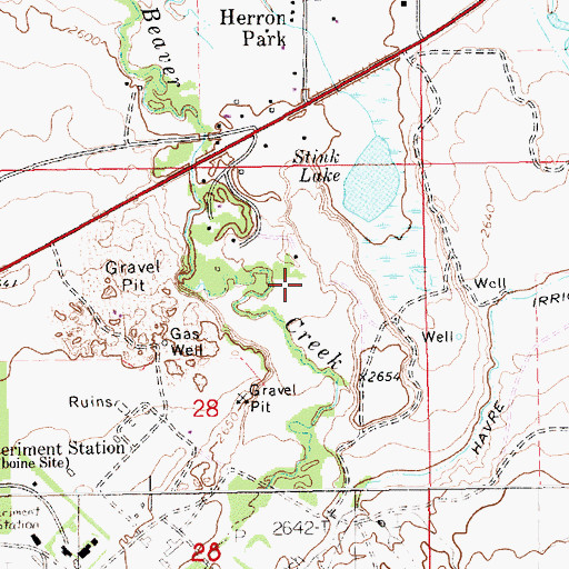 Topographic Map of 32N15E28ACAA01 Well, MT