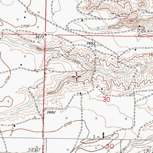 Topographic Map of 32N05W30BDDA01 Well, MT