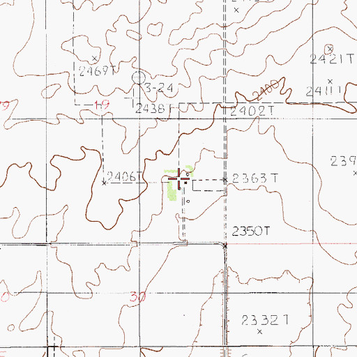 Topographic Map of 32N54E19DDBA01 Well, MT