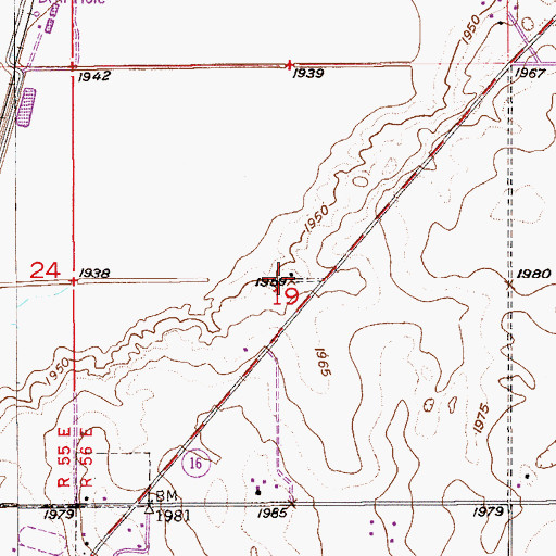 Topographic Map of 32N56E19BDDD01 Well, MT