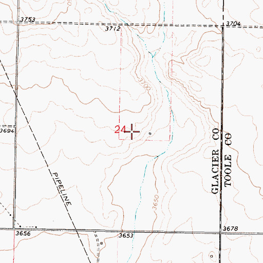 Topographic Map of 32N05W24DB__01 Well, MT