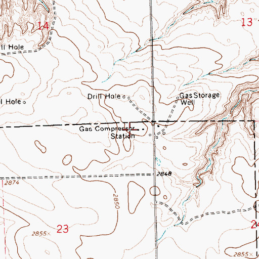 Topographic Map of 32N17E23AAAB01 Well, MT