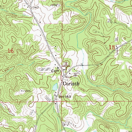 Topographic Map of Corinth Church, AL
