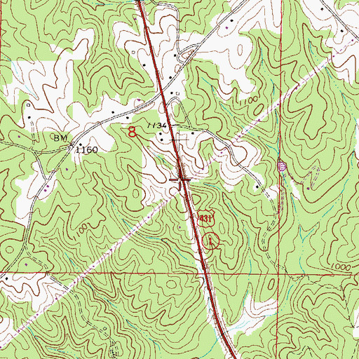 Topographic Map of El Bethel Church, AL