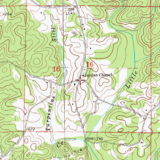 Topographic Map of Jordan Chapel, AL