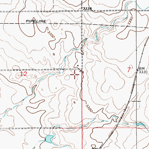 Topographic Map of 32N06E12ADDD01 Well, MT
