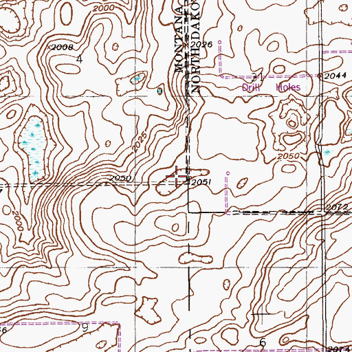 Topographic Map of 32N59E04DDDD01 Well, MT