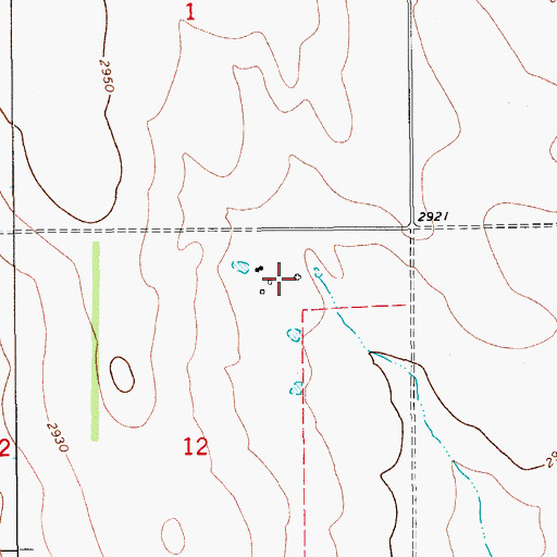 Topographic Map of 32N12E12AACB01 Well, MT