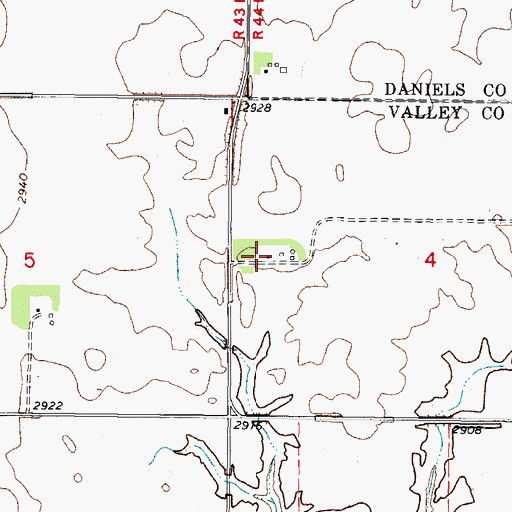 Topographic Map of 32N44E04CBBD01 Well, MT