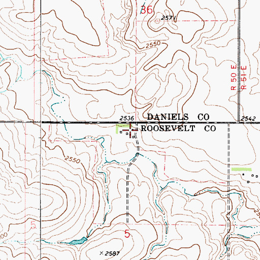 Topographic Map of 32N51E05BAAB02 Well, MT