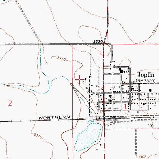 Topographic Map of 32N07E01BCAB01 Well, MT