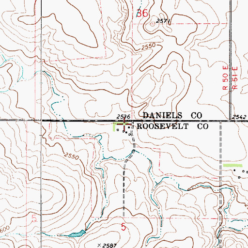 Topographic Map of 32N51E05BAAB01 Well, MT