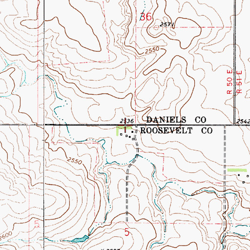 Topographic Map of 32N51E05BAAA01 Well, MT