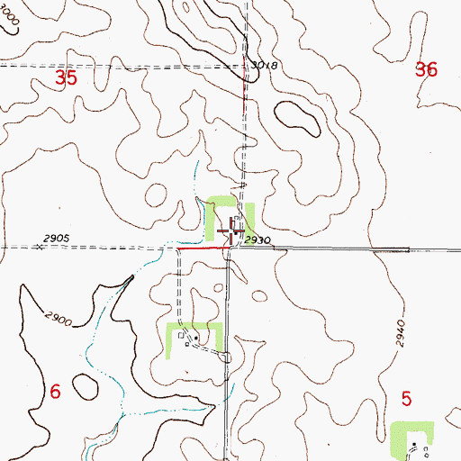 Topographic Map of 33N43E35DDDD02 Well, MT