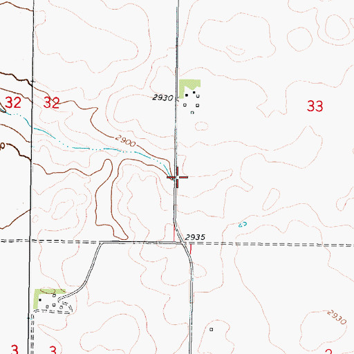 Topographic Map of 33N42E33CCBB01 Well, MT
