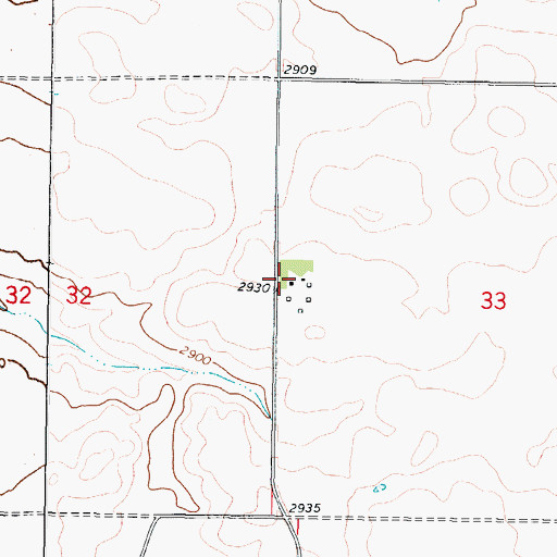 Topographic Map of 33N42E33BCCC01 Well, MT