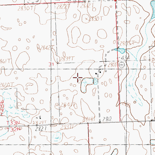 Topographic Map of 32N28E16CC__01 Well, MT