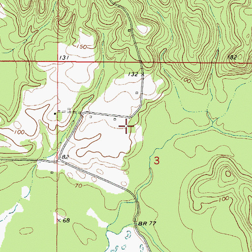 Topographic Map of Bell Brewer Cemetery, AL