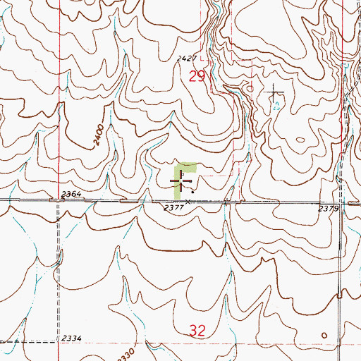 Topographic Map of 33N48E29CDDD01 Well, MT