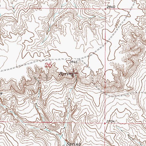 Topographic Map of 33N45E26DBAD01 Spring, MT