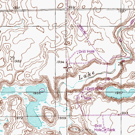 Topographic Map of 33N58E28CBBA01 Well, MT