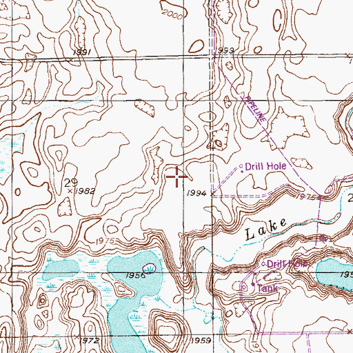 Topographic Map of 33N58E29ADDB02 Well, MT