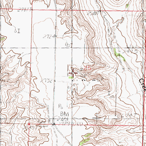 Topographic Map of 33N35E25CADB01 Well, MT