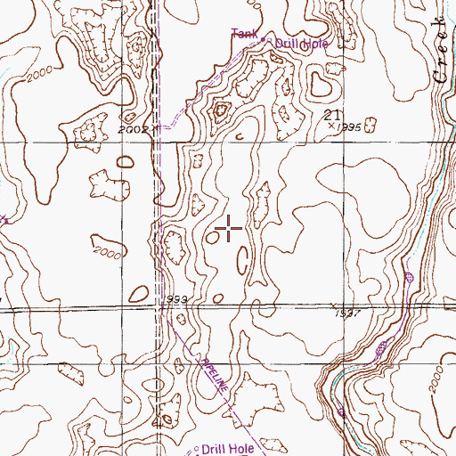 Topographic Map of 33N58E21CCAA01 Well, MT
