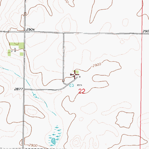 Topographic Map of 33N42E22BDAD01 Well, MT