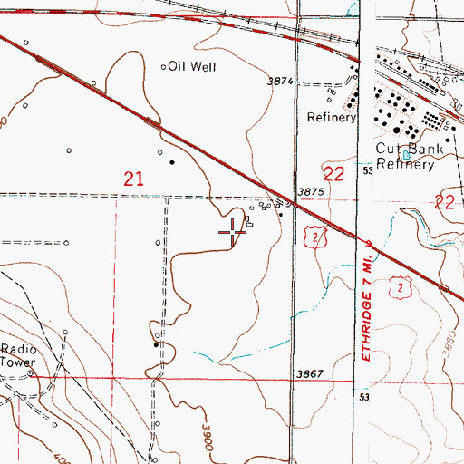 Topographic Map of 33N05W21DA__01 Well, MT