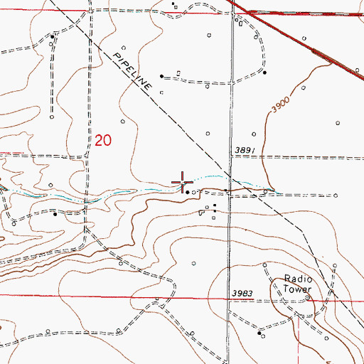 Topographic Map of 33N05W20DA__01 Well, MT