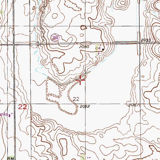 Topographic Map of 33N57E22DCCA01 Well, MT