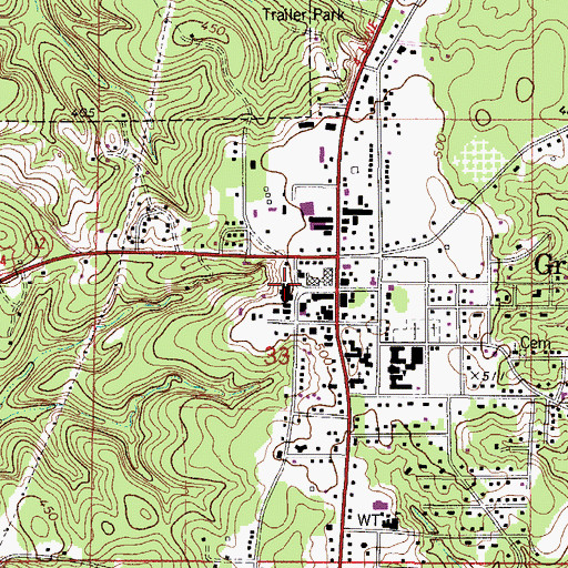 Topographic Map of Clarke County Courthouse, AL