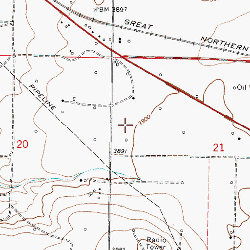 Topographic Map of 33N05W21BC__01 Well, MT