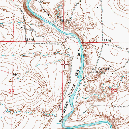 Topographic Map of 33N06W24BB__01 Well, MT