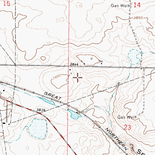 Topographic Map of 33N05W23BB__01 Well, MT