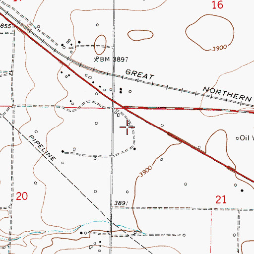Topographic Map of 33N05W21BB__01 Well, MT