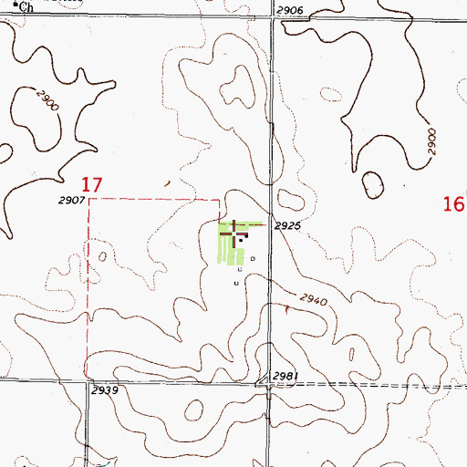 Topographic Map of 33N43E17DAAC01 Well, MT