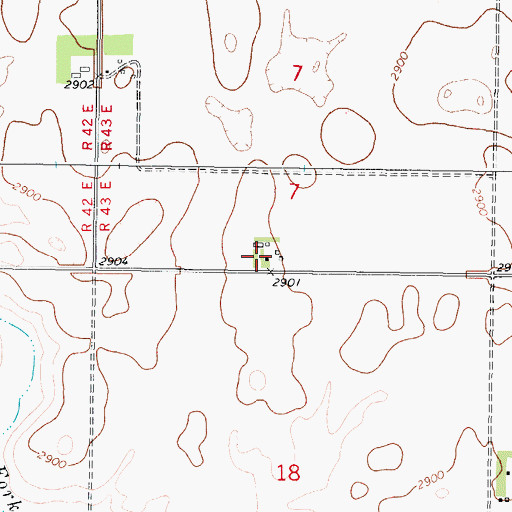 Topographic Map of 33N43E07CDDD01 Well, MT