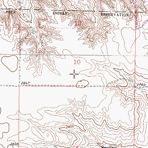Topographic Map of 33N45E10DCCC01 Well, MT
