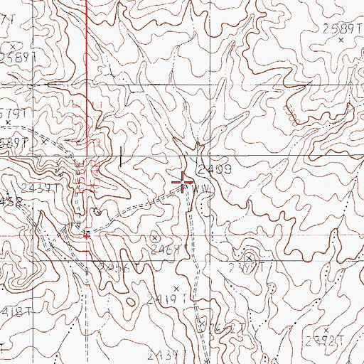 Topographic Map of 33N54E07CDAB01 Well, MT