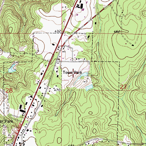 Topographic Map of Grove Hill Municipal Park, AL