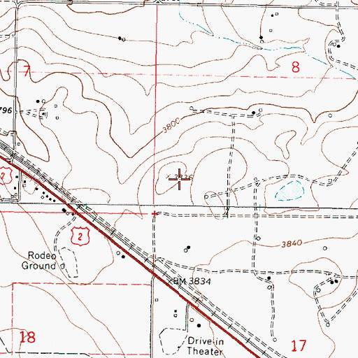Topographic Map of 33N05W08CC__01 Well, MT