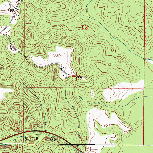 Topographic Map of James Cemetery, AL