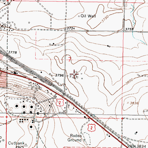 Topographic Map of 33N05W07DB__01 Well, MT