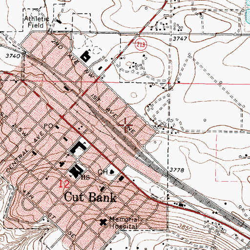 Topographic Map of 33N06W12AA__01 Well, MT